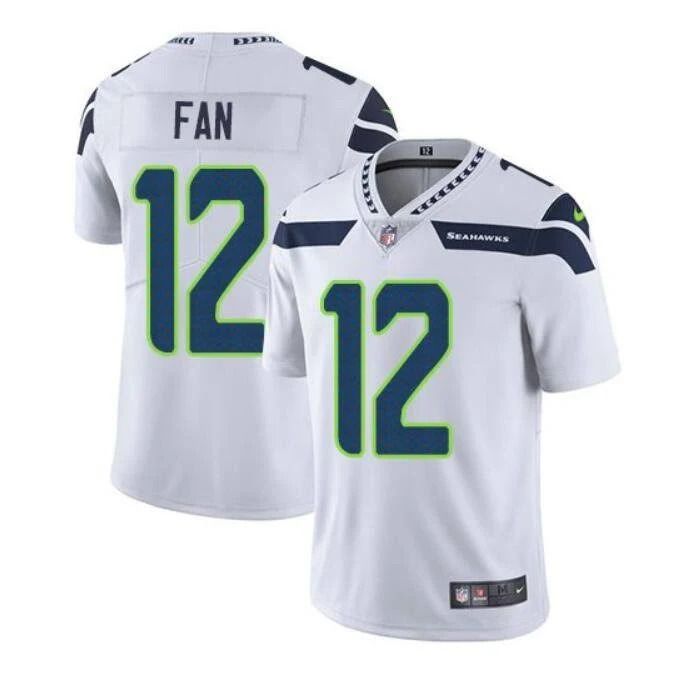 Men Seattle Seahawks 12 Fan Nike White Vapor Limited NFL Jersey